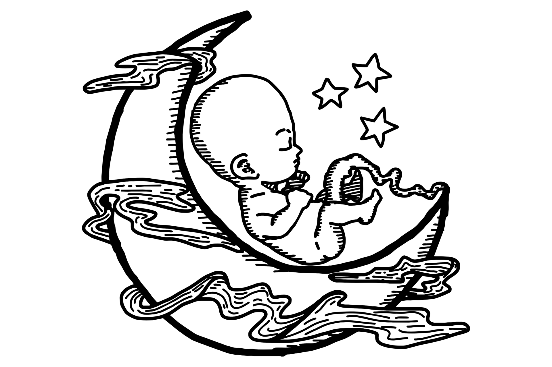 Sleeping Baby and Crescent Moon 24543357 PNG