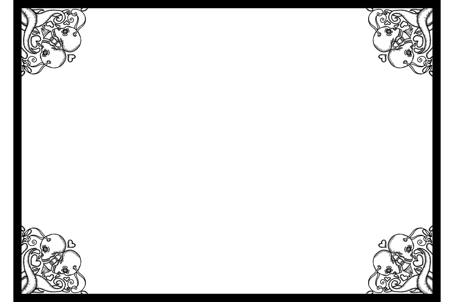Valentine Love Skull Ornament Border Design png