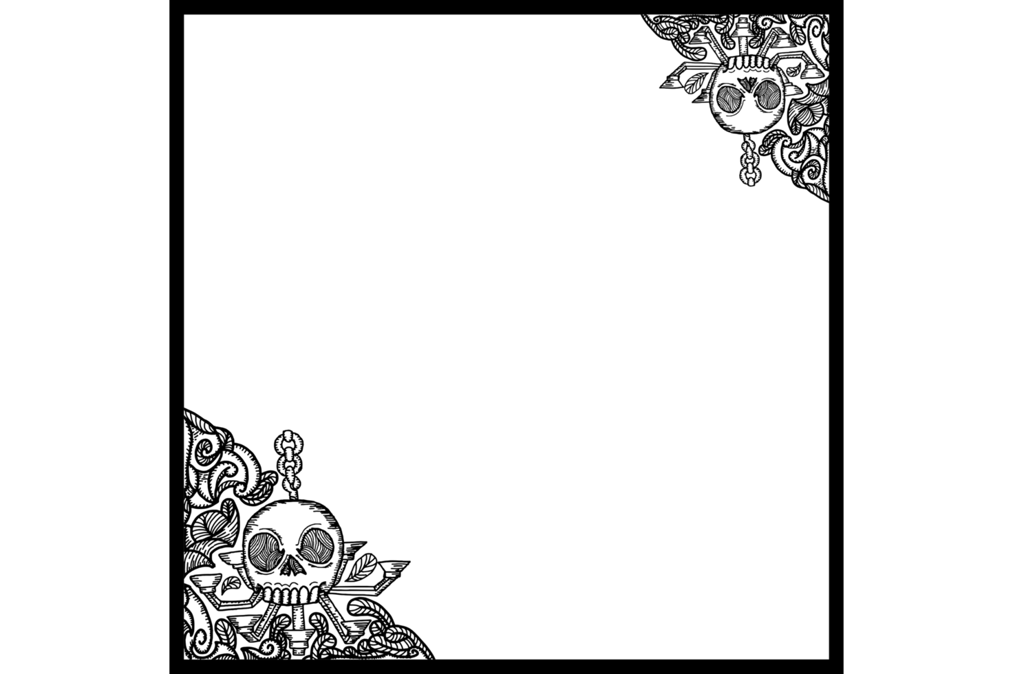 Candle Holder Ornament With Human Skull Shape Border With Halloween Theme png