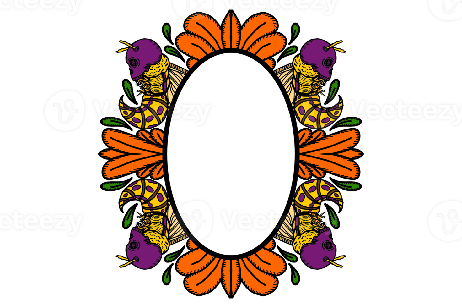 Wasp With Human Skull Head Ornament Border With Halloween Theme png