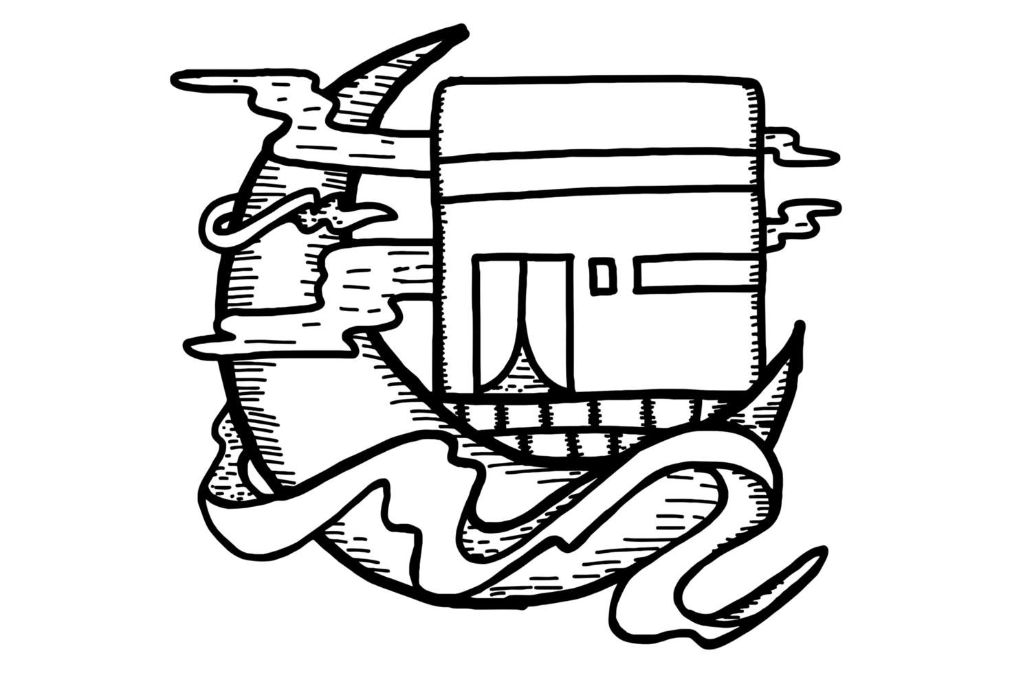 Islam Item Design - Crescent Moon And Mecca Kaaba png