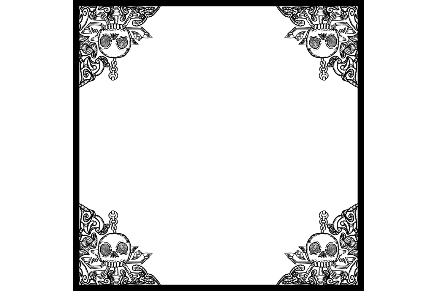 Candle Holder Ornament With Human Skull Shape Border With Halloween Theme png