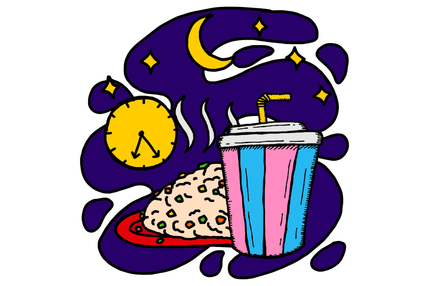 Ramadhan Item Design - Iftar Time - Let's Eat and Drink png
