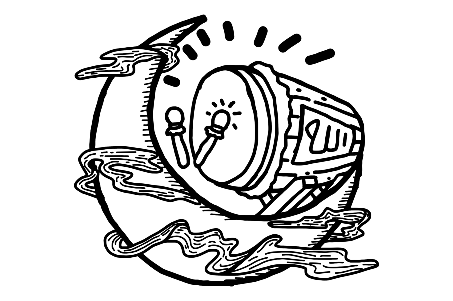 Ramadhan Item Design - Crescent moon adn Mosque Drum png