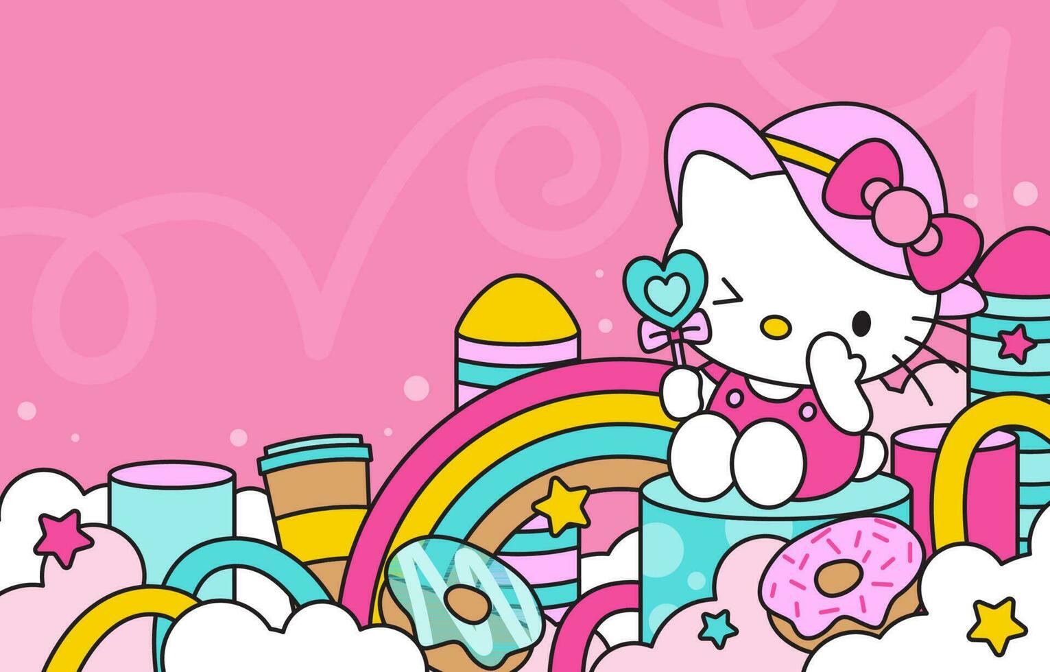 Cute Cat Character Background vector