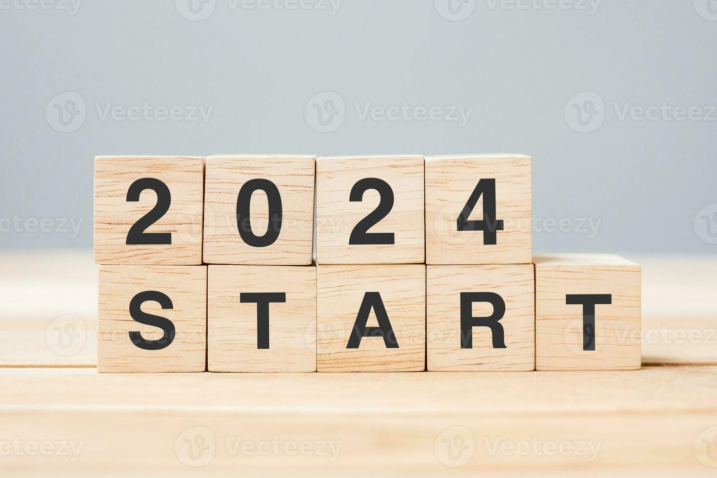 2024 START text on table. Resolution, strategy, goal, motivation, reboot, business and New Year holiday concepts photo