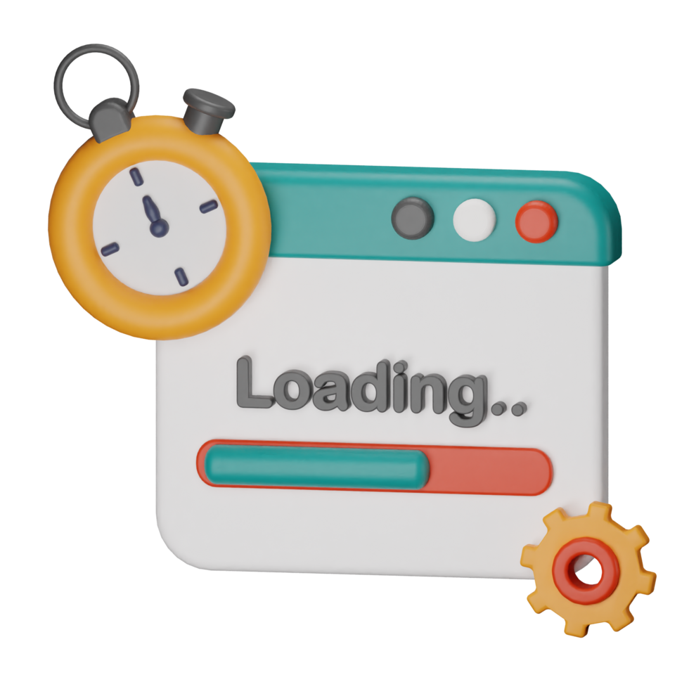 3d icon loading seo illustration concept icon render png