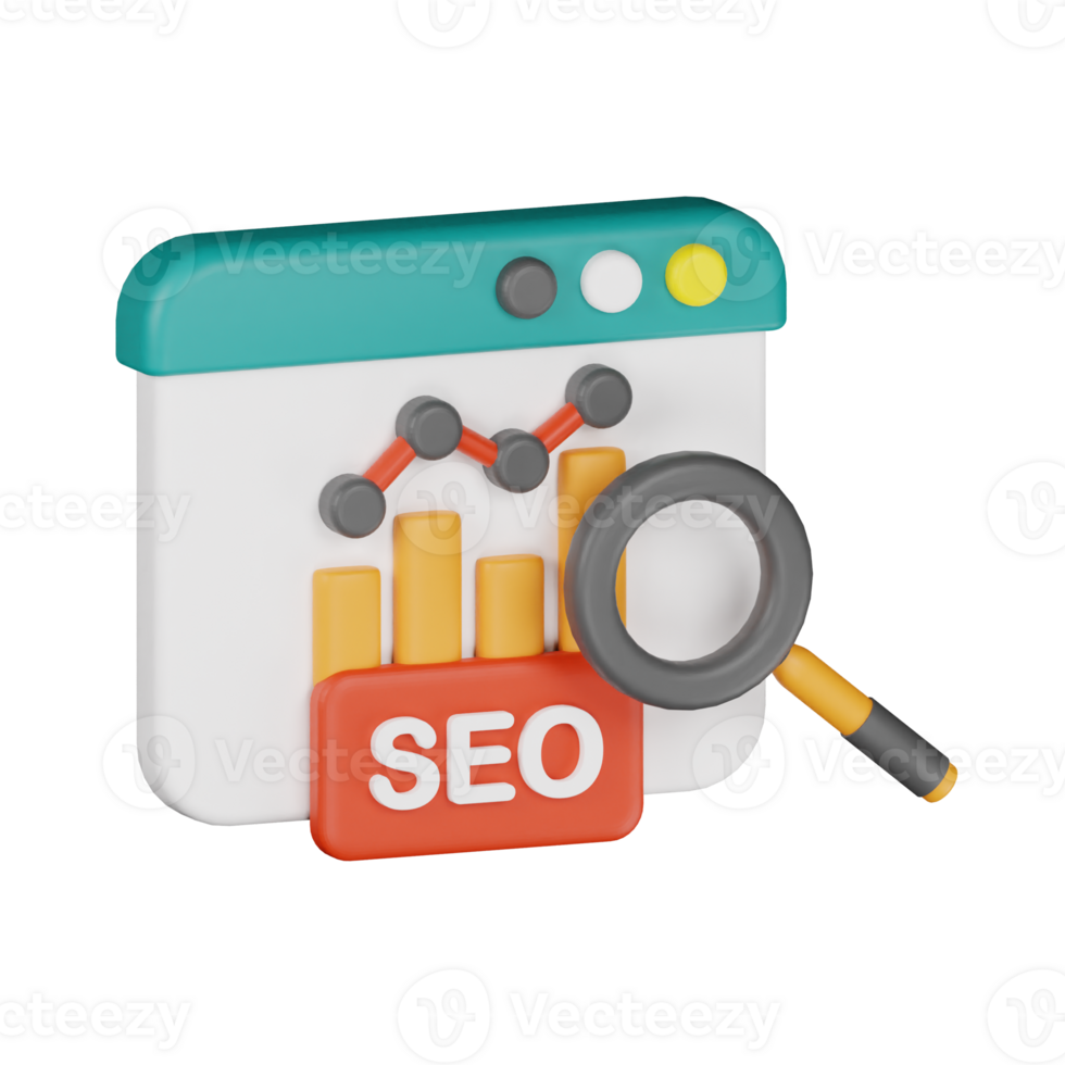 3d icon seo graph seo illustration concept icon render png