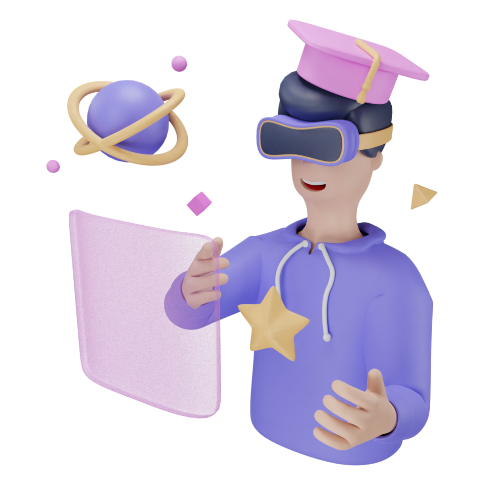 3d icon vr education metaverse illustration concept icon render png