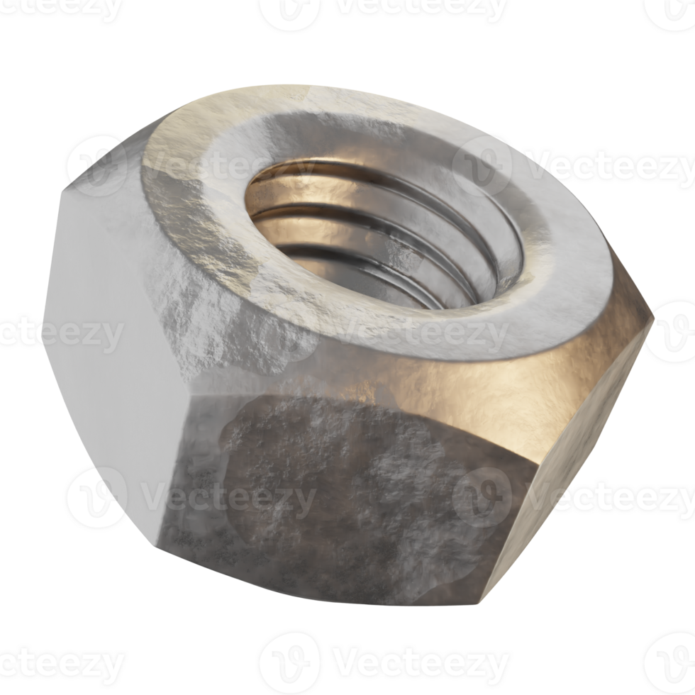 3d icon nut hq realistic metal texture engineer mechanical illustration concept icon render png