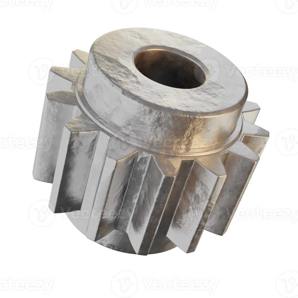 3d icon cog gears realistic metal texture engineer mechanical illustration concept icon render png