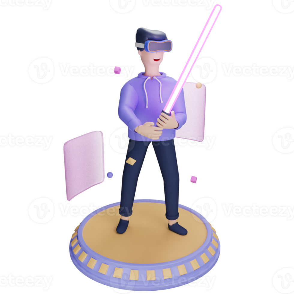 3d icon vr light saber metaverse illustration concept icon render png