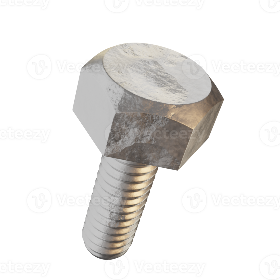 3d icon bolt hq realistic metal texture engineer mechanical illustration concept icon render png