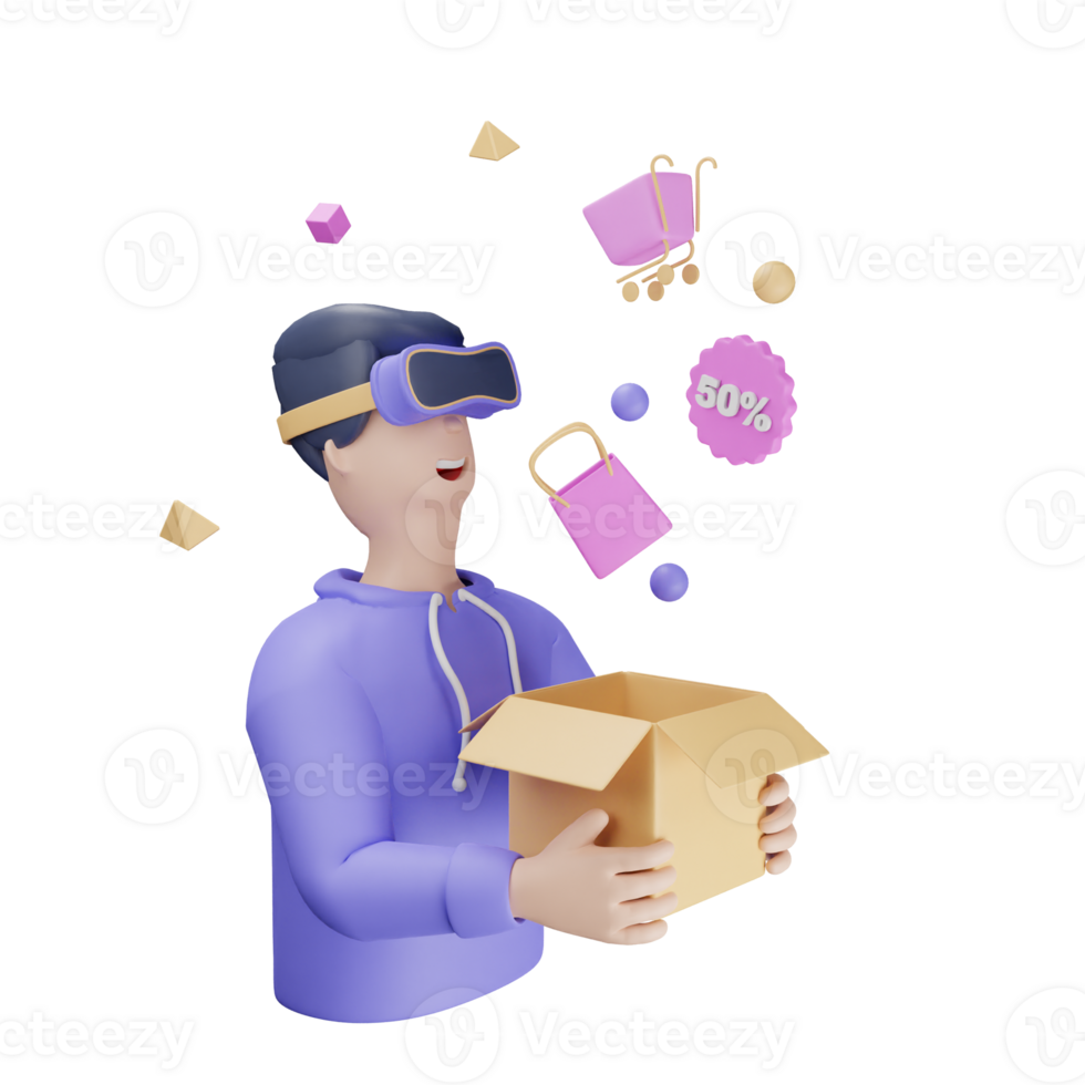 3d icon vr shopping metaverse illustration concept icon render png