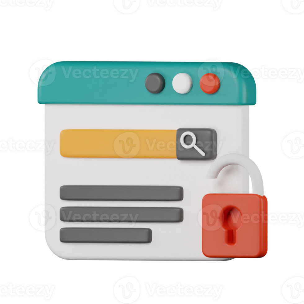 3d icon search lock seo illustration concept icon render png