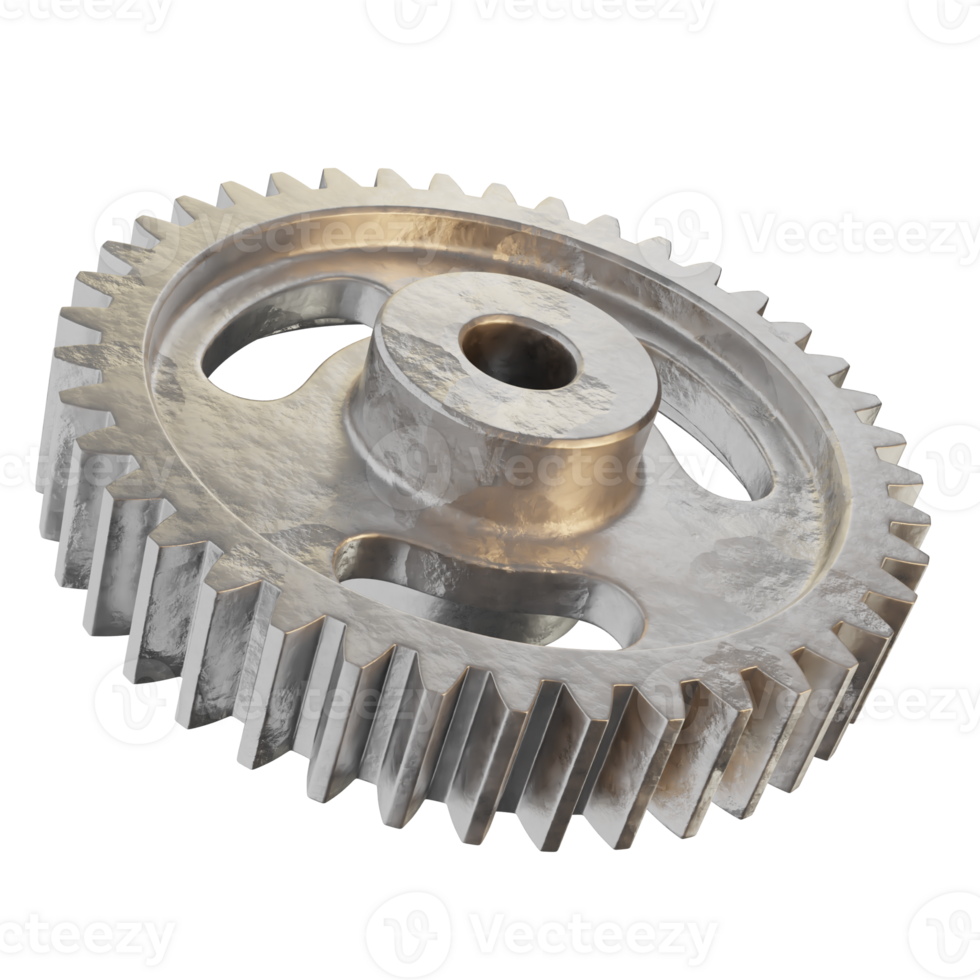 3d icoon tand versnellingen realistisch metaal structuur ingenieur mechanisch illustratie concept icoon geven png