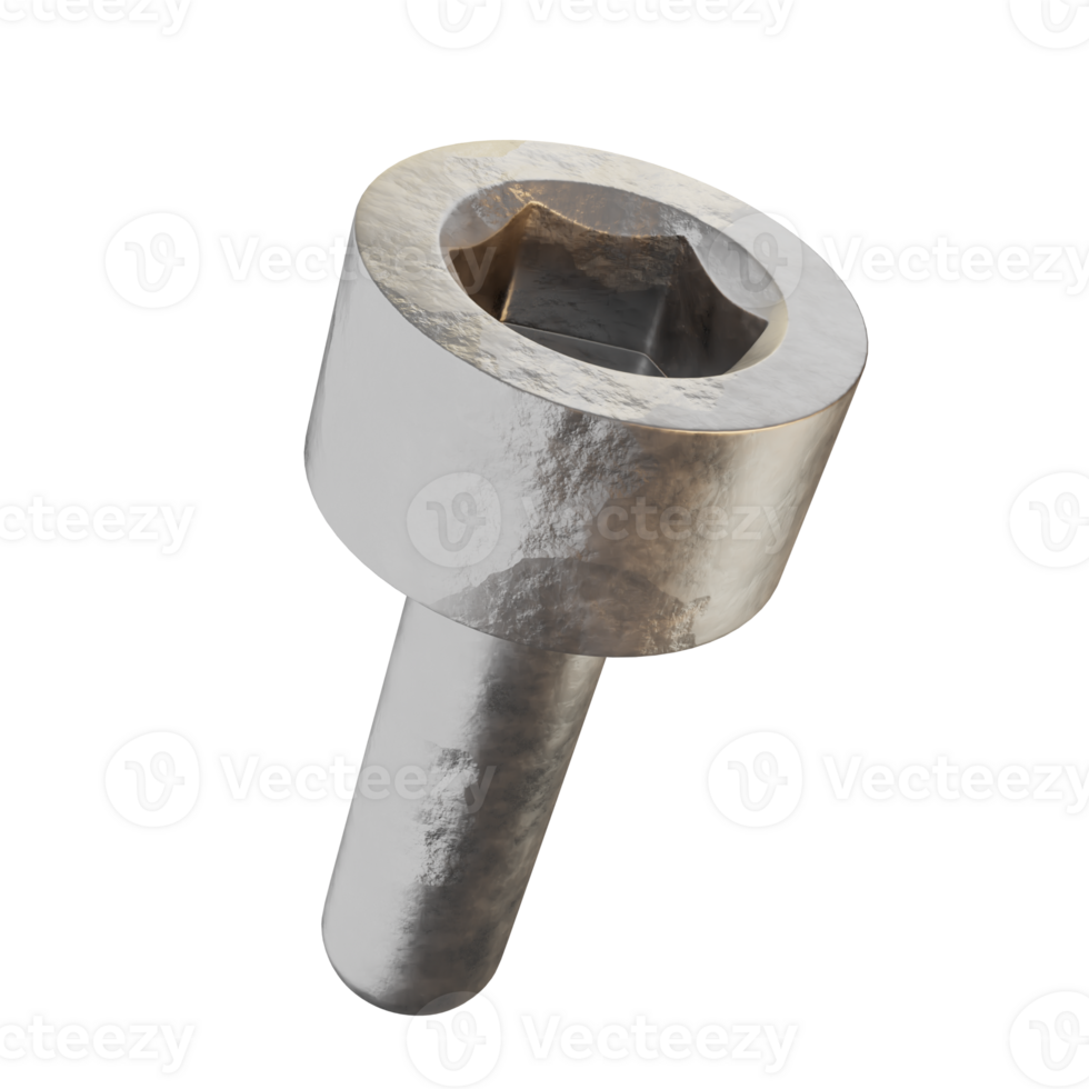 3d icon bolt realistic metal texture engineer mechanical illustration concept icon render png