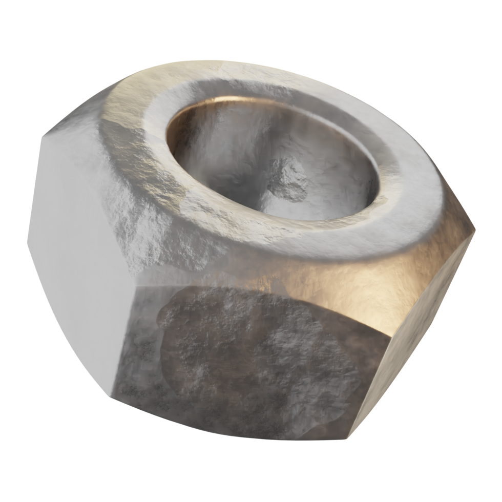 3d icon nut realistic metal texture engineer mechanical illustration concept icon render png