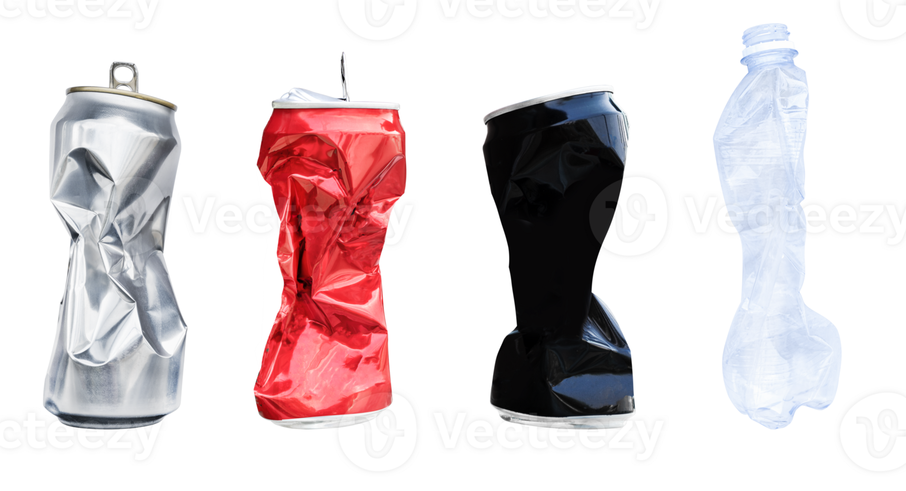 Compressed aluminum can and plastic bottle 24544136 PNG