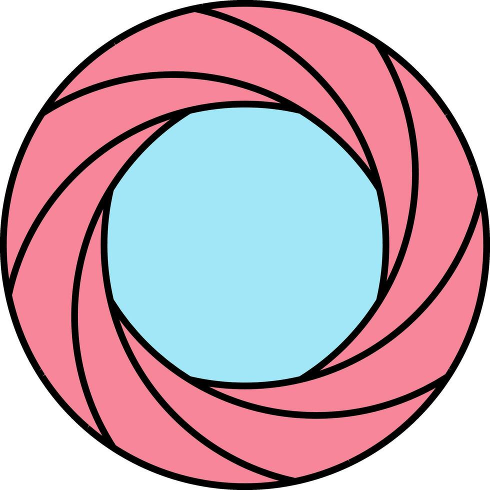 plano estilo cámara obturador rosado y azul icono. vector