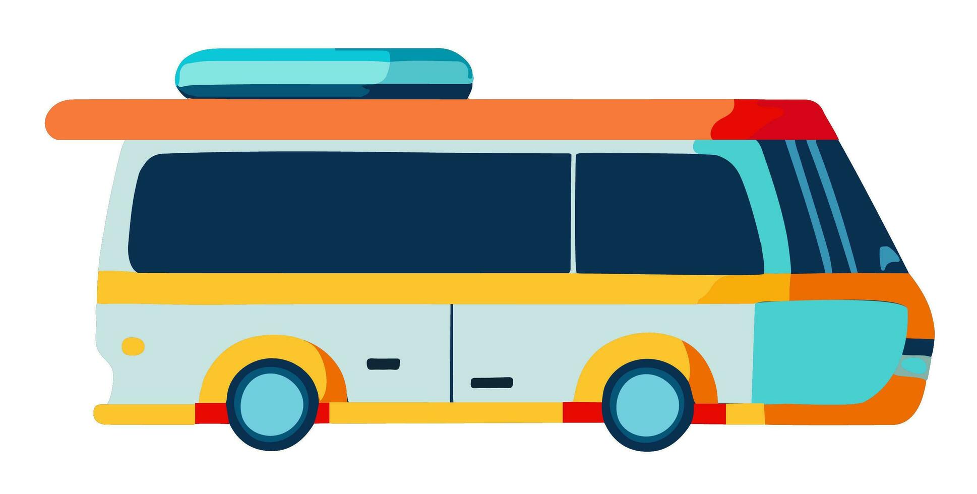 plano estilo público autobús elemento en vistoso. vector