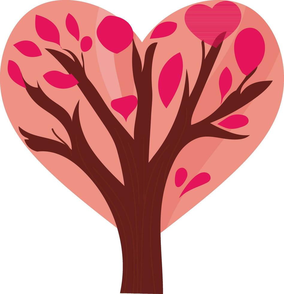Isolated Tree With Heart Leaves Icon. vector