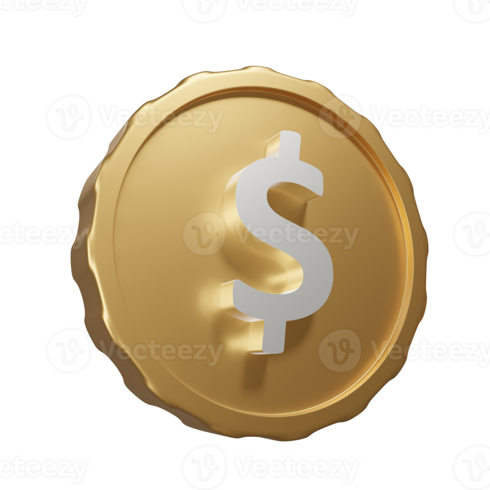 3D RENDER BUSINESS AND FINANCE ICONS DOLLAR COIN png
