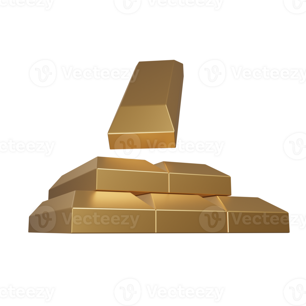 3D RENDER BUSINESS AND FINANCE ICONS GOLD BAR png