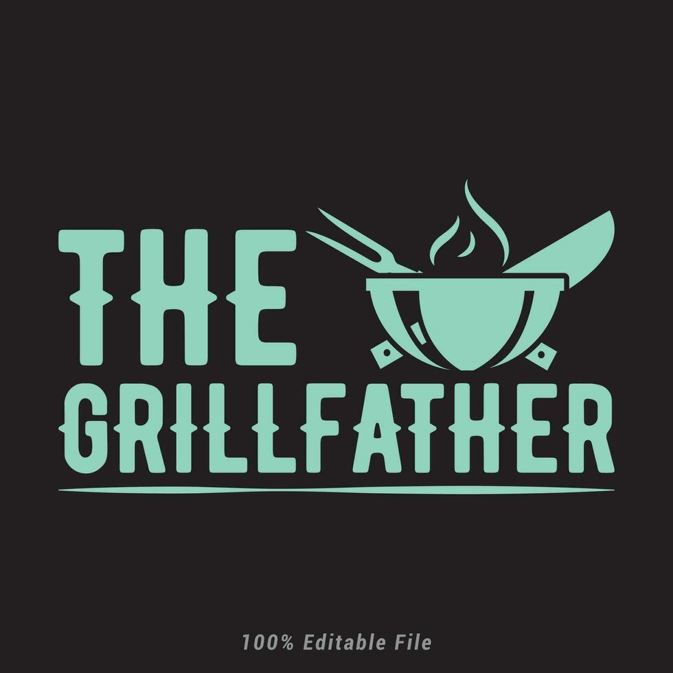 The Grillfather BBQ time. Barbecue party. Vintage poster. 24544351