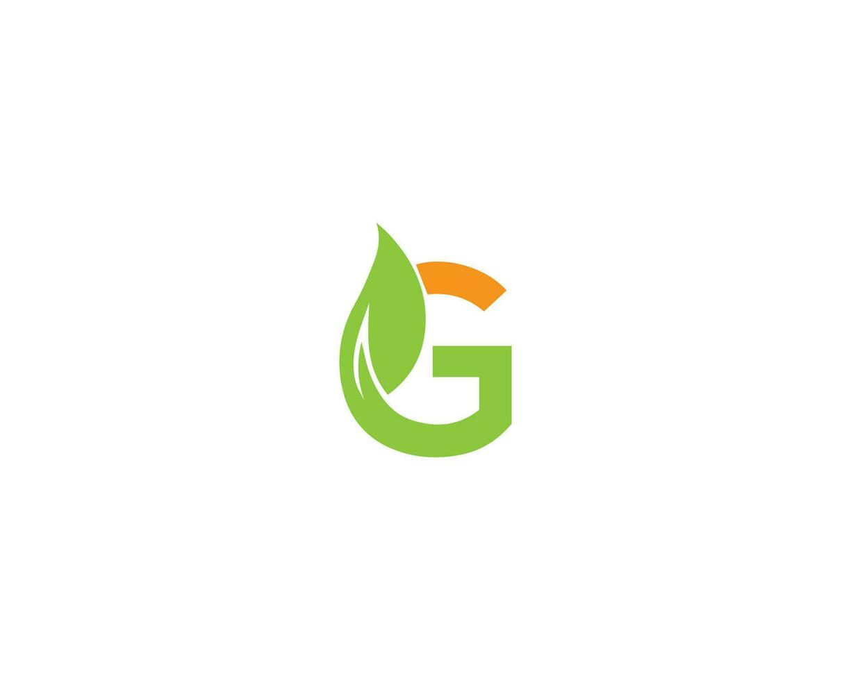 Green Leaf G letter Logo Design Concept Vector illustration.