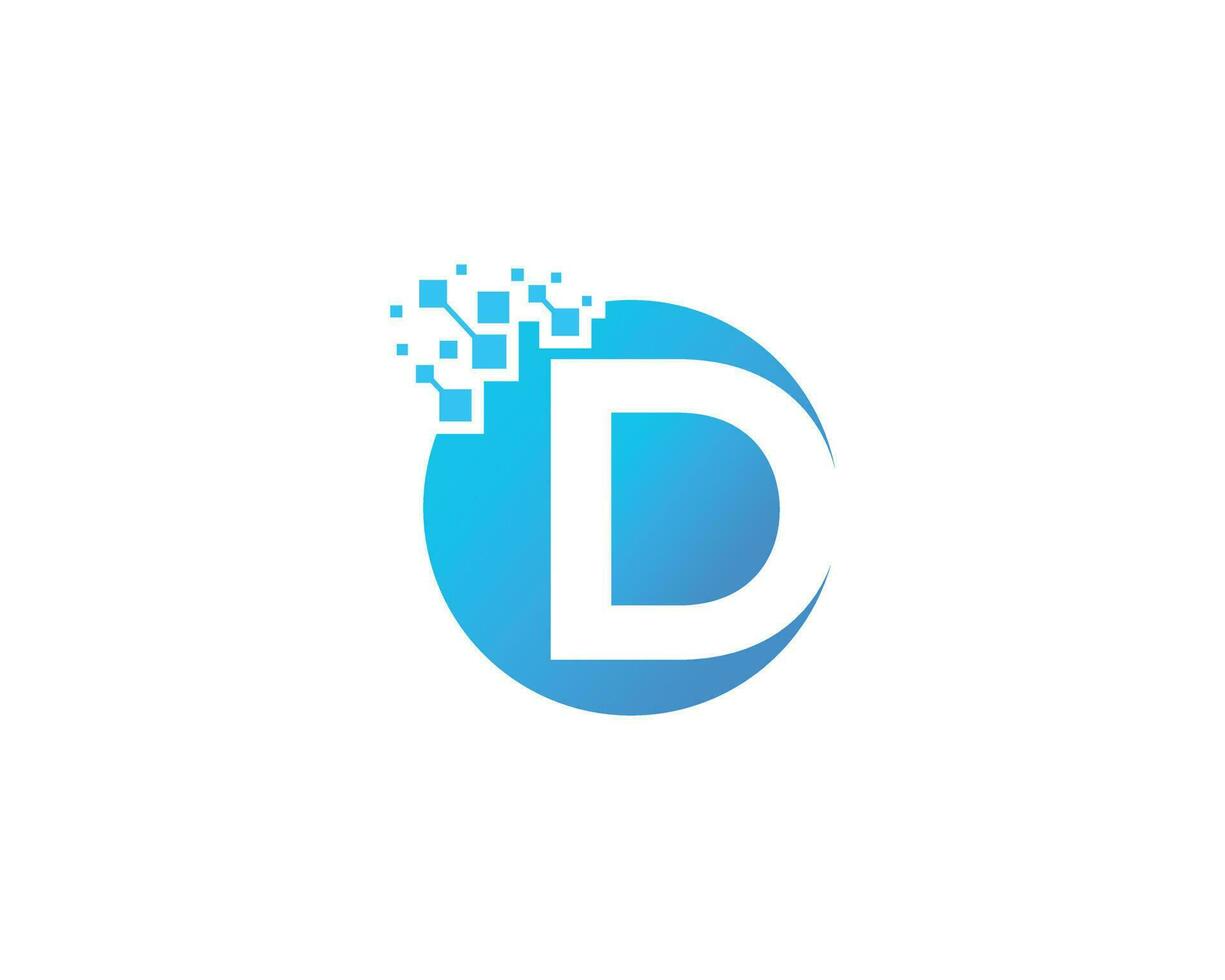 Abstract Letter D Pixel Logo Technology Vector. vector