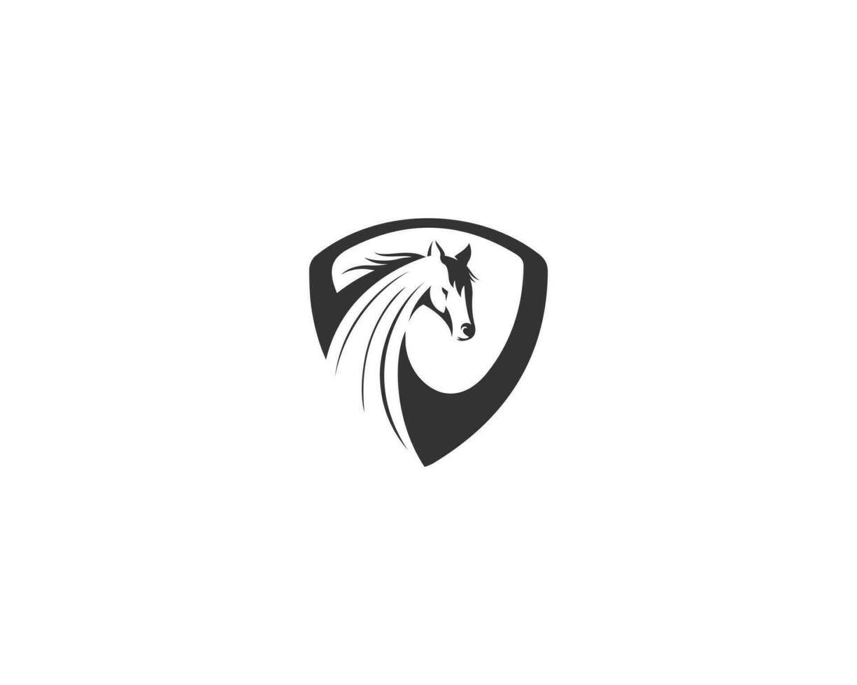 Abstract Horse With Shield Logo. Sport Club or Any Luxury Image Symbol Premium Vector Icon Template.