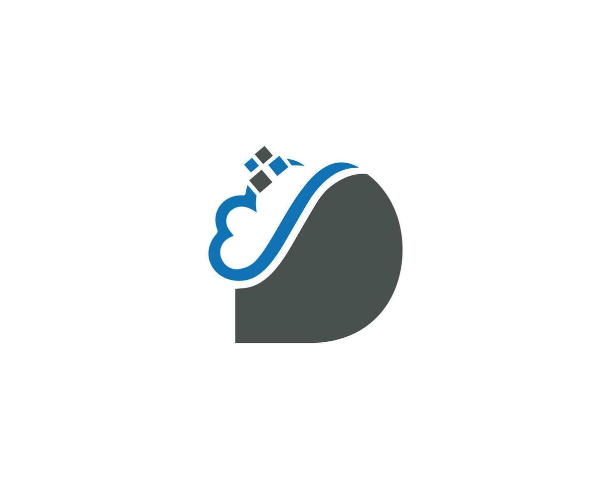 D Letter Cloud Digital Logo Design Icon Technology Template. vector