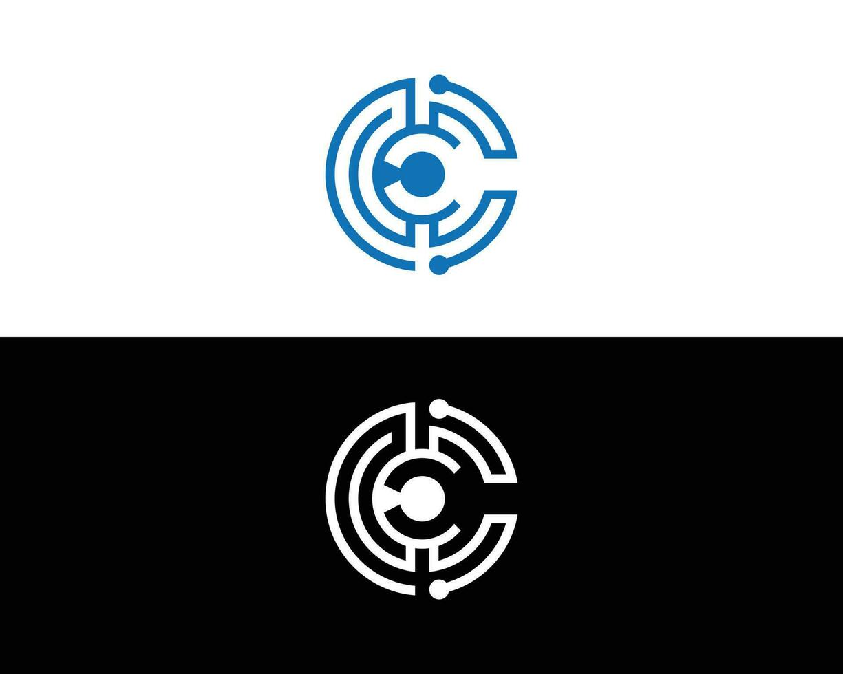 C And CC  Letter Logo Cyber Security Icon Design Vector Elements.
