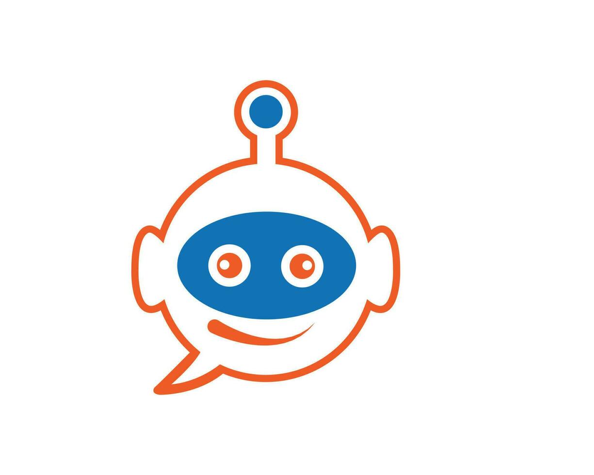 Chat Bot Logo Design Concept. Robot Virtual Assistance Or Mobile Applications Online Voice support service Vector. vector