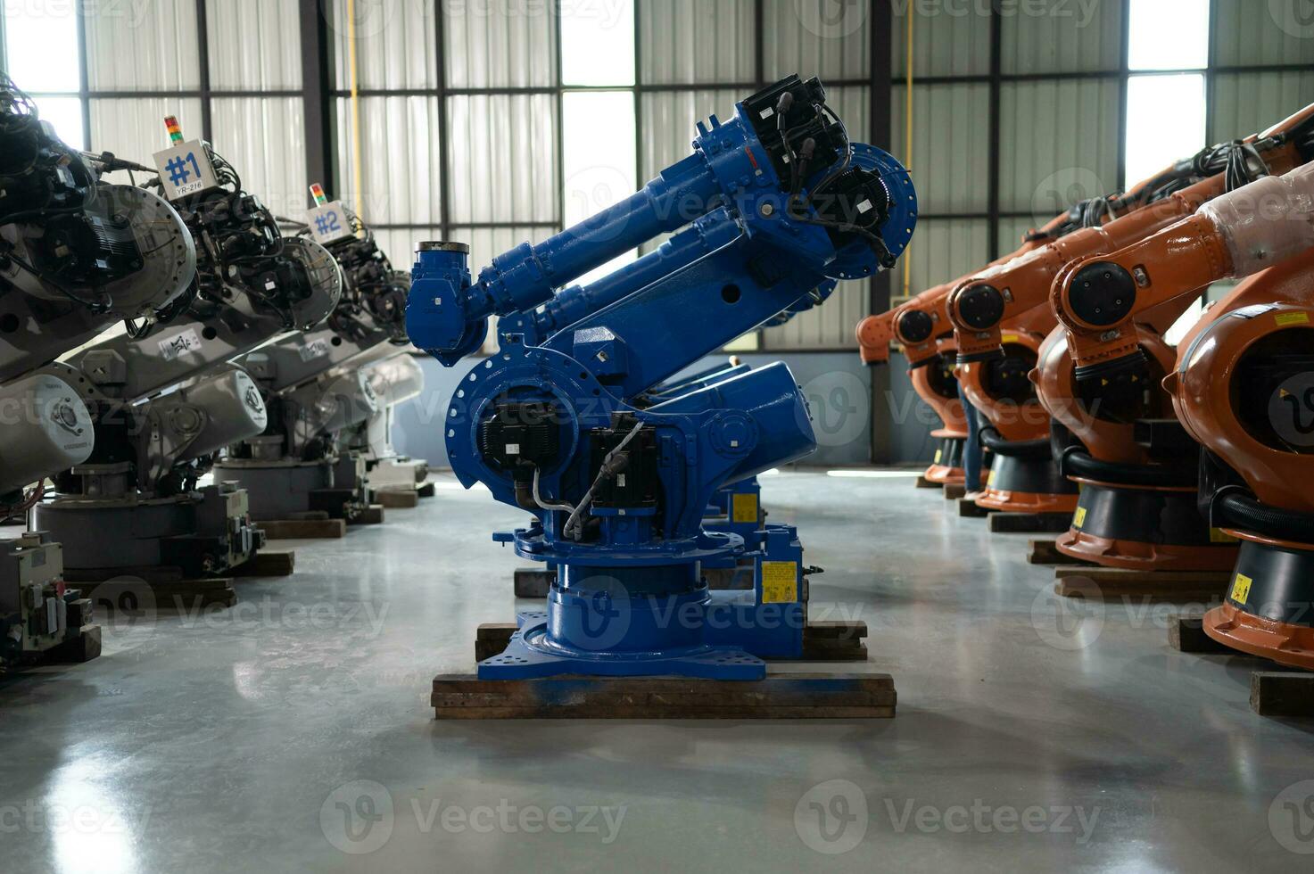 Robot warehouse, a place to store robotic arm to inspect, program and test before delivering to customers. photo