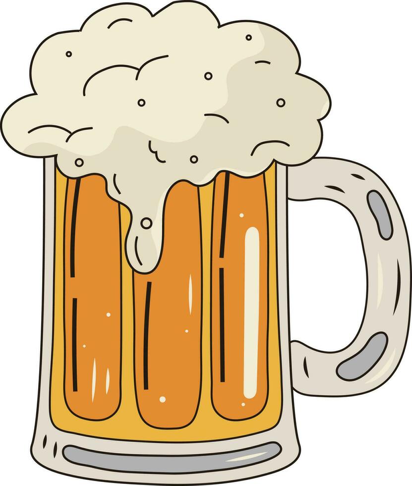 Cold Yellow Beer Mugs Bottle Toasting Cheers Illustration Graphic Element Art Card vector