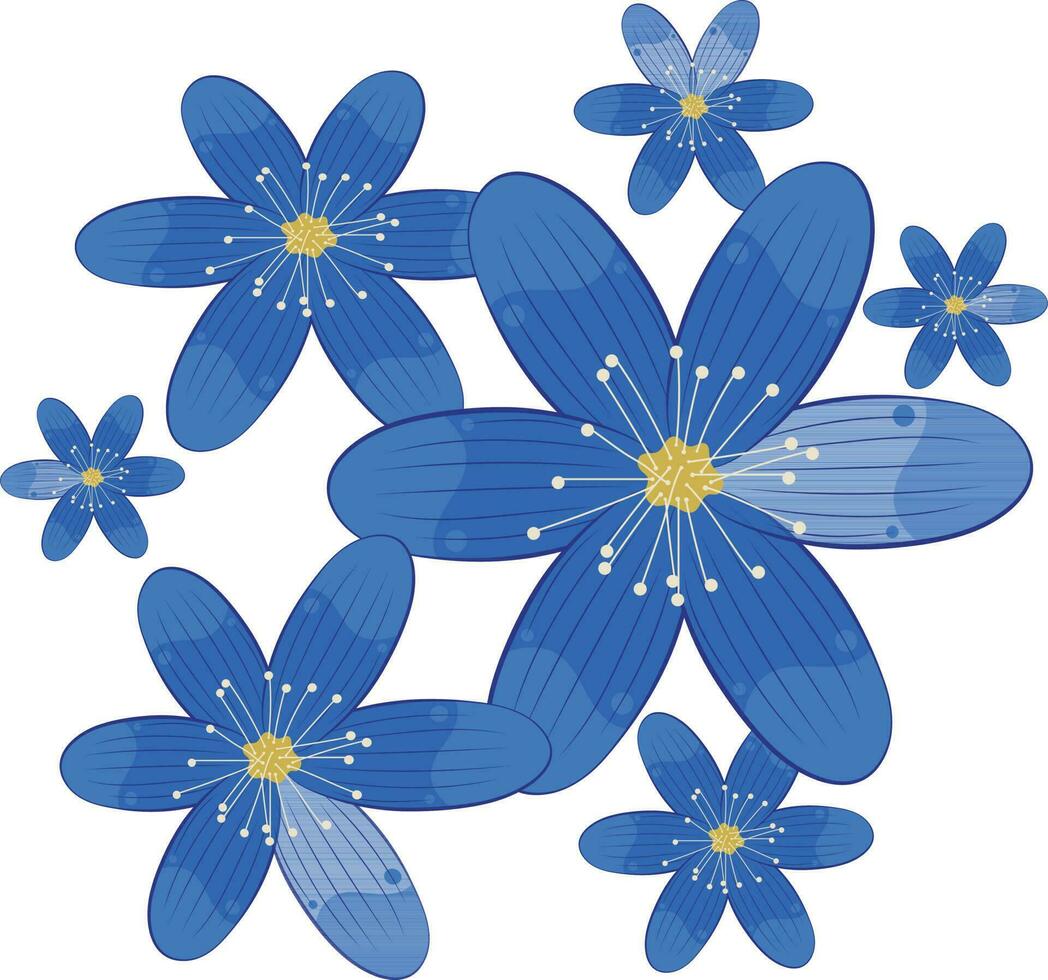 Blue Flower Illustration Design Graphic Element Art Card vector