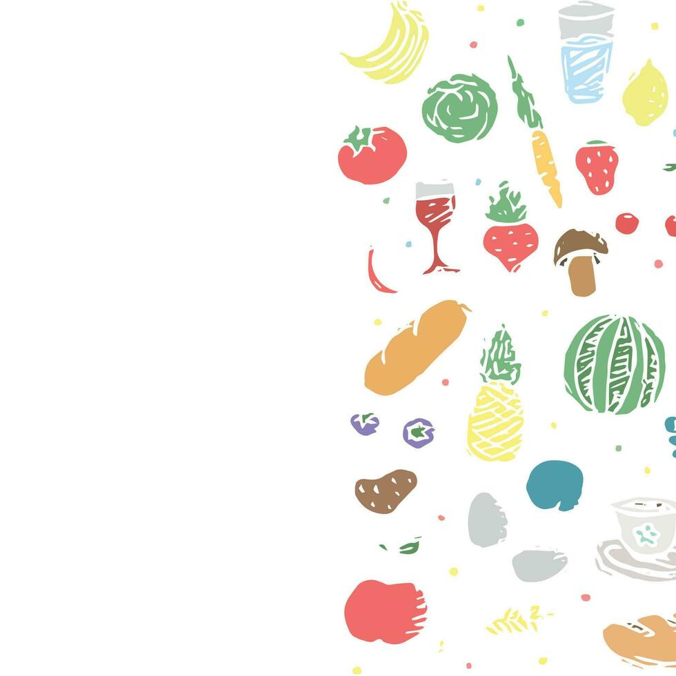 Drawn food background. Doodle food illustration with place for text vector