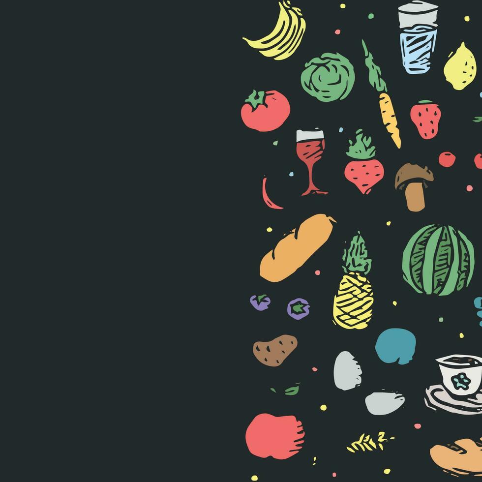 dibujado comida antecedentes. garabatear comida ilustración con sitio para texto vector