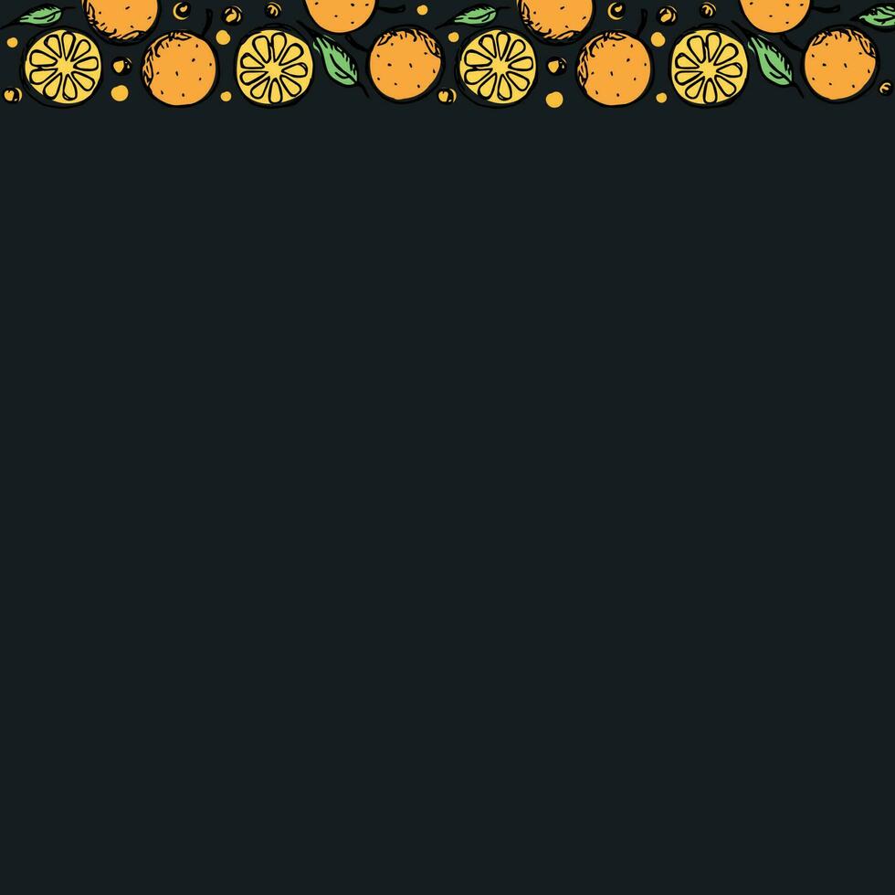 Fruit frame. Orange background vector