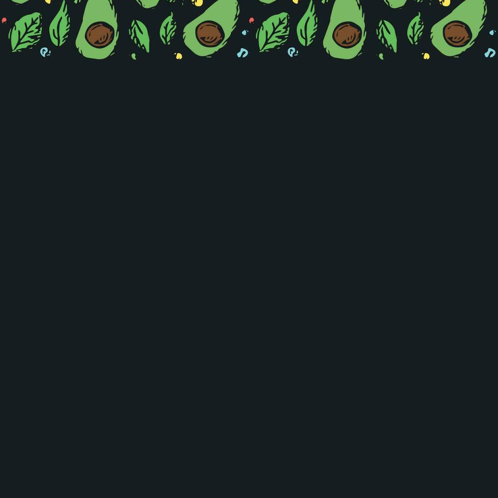 Avocado background with place for text. Drawn avocado illustration vector