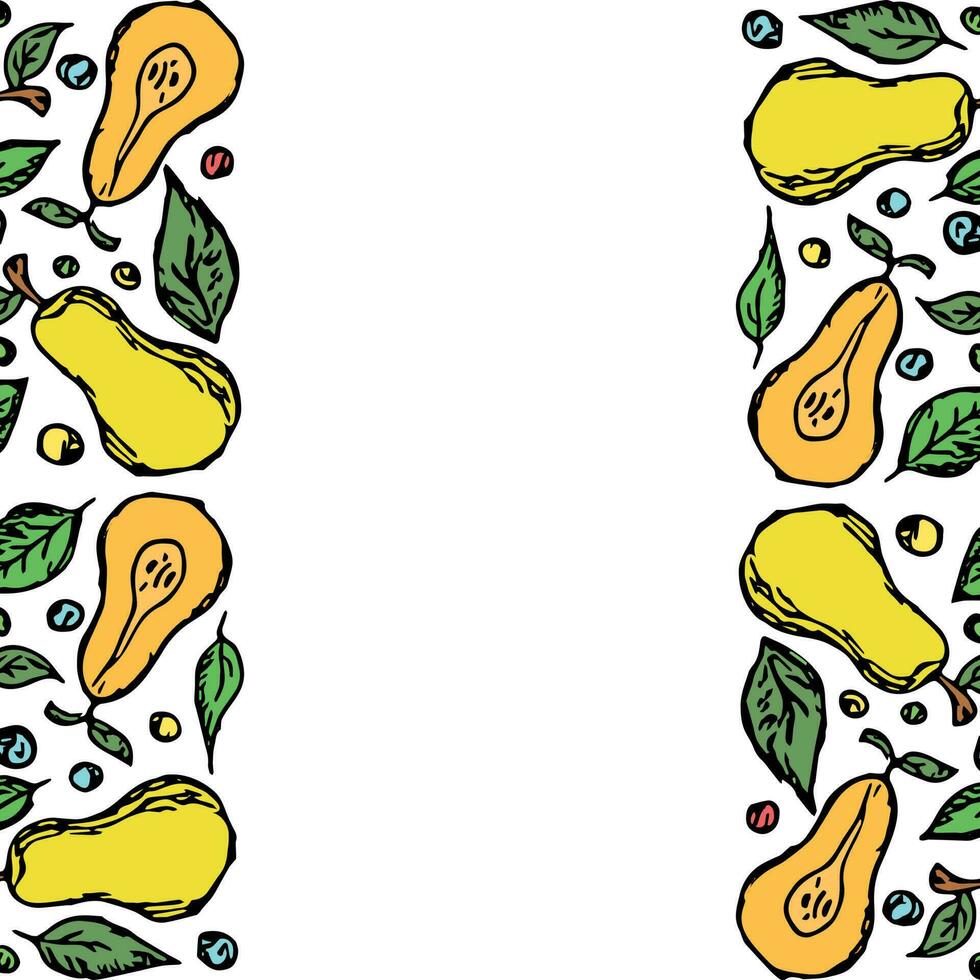 Pear background with place for text. Drawn pear illustration vector