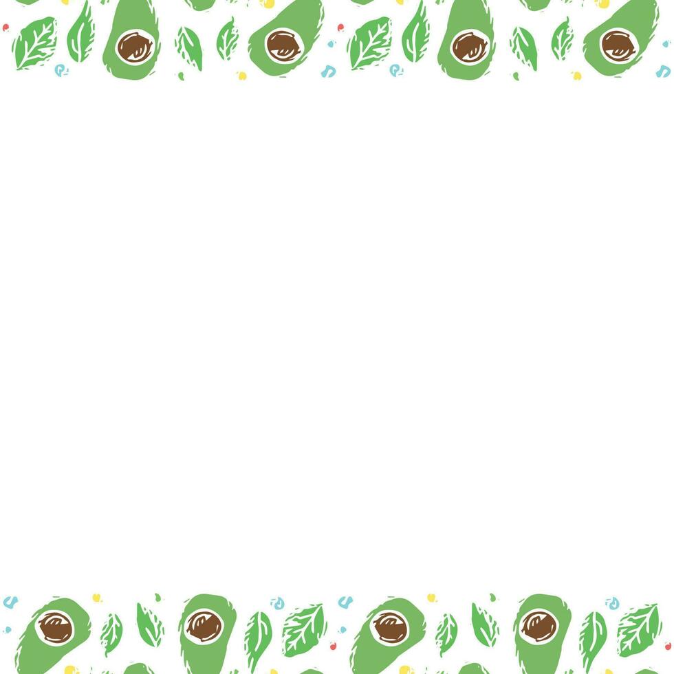 Avocado background with place for text. Drawn avocado illustration vector