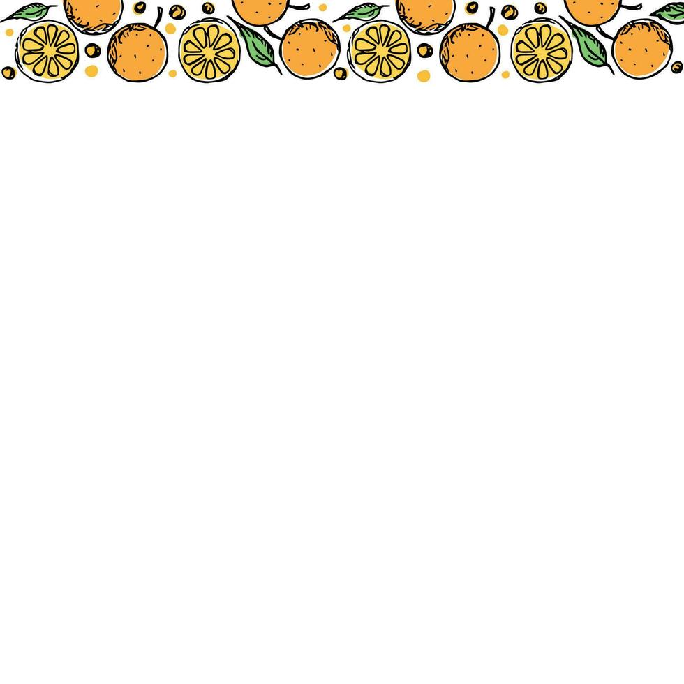 Fruit frame. Orange background vector