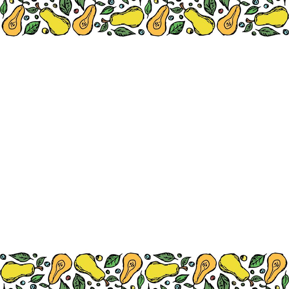 Pear background with place for text. Drawn pear illustration vector