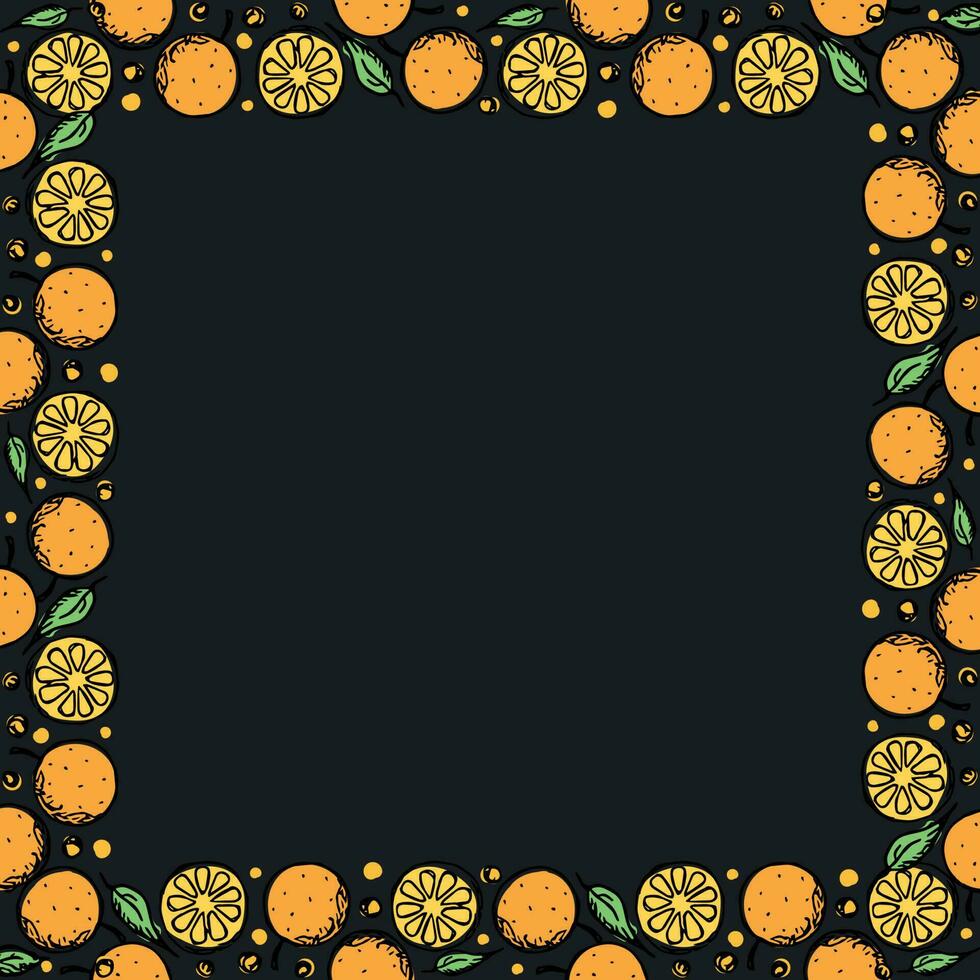 Fruit frame. Orange background vector