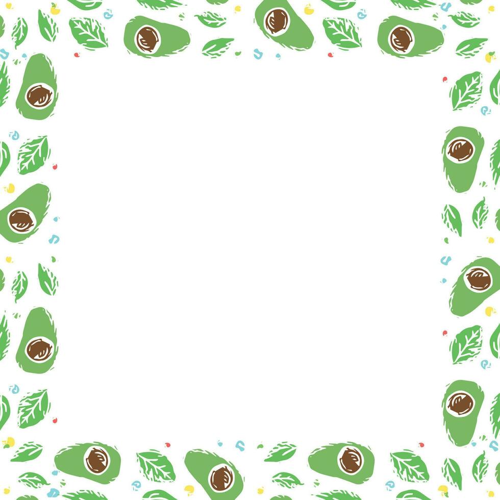 Avocado background with place for text. Drawn avocado illustration vector