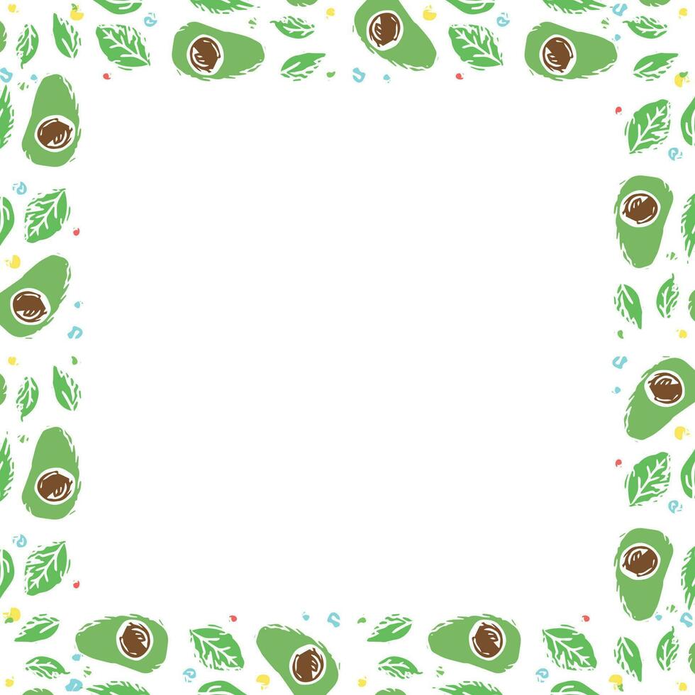 Avocado background with place for text. Drawn avocado illustration vector