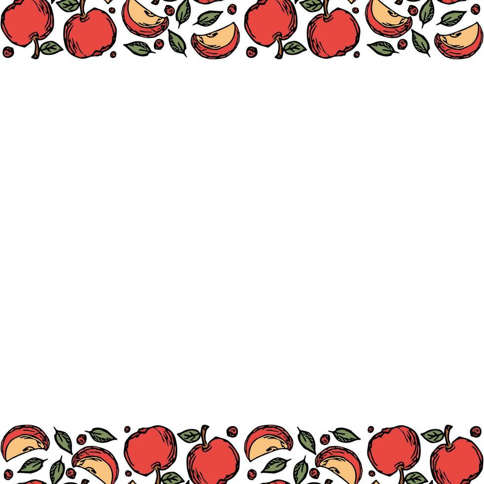 Apple background with place for text. Drawn apple illustration vector